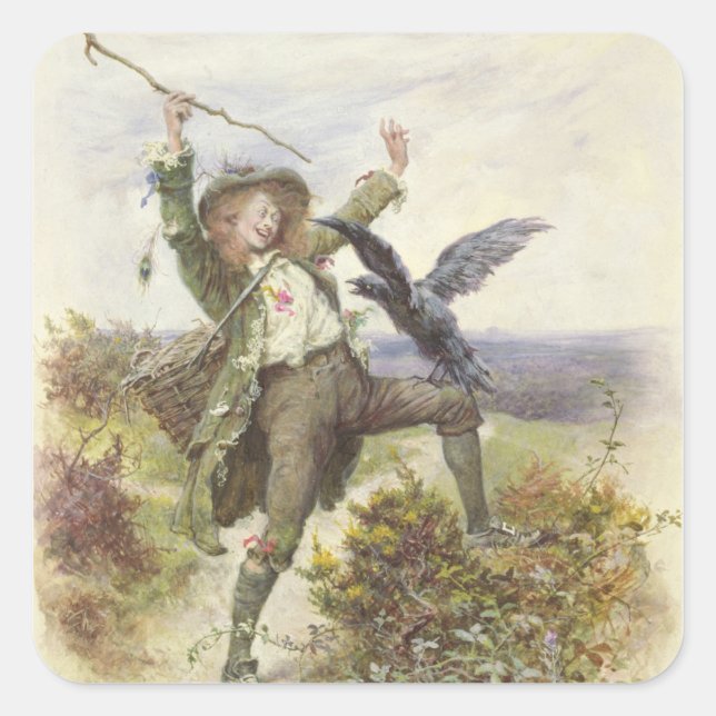 Barnaby Rudge und Raven Grip Quadratischer Aufkleber (Vorderseite)