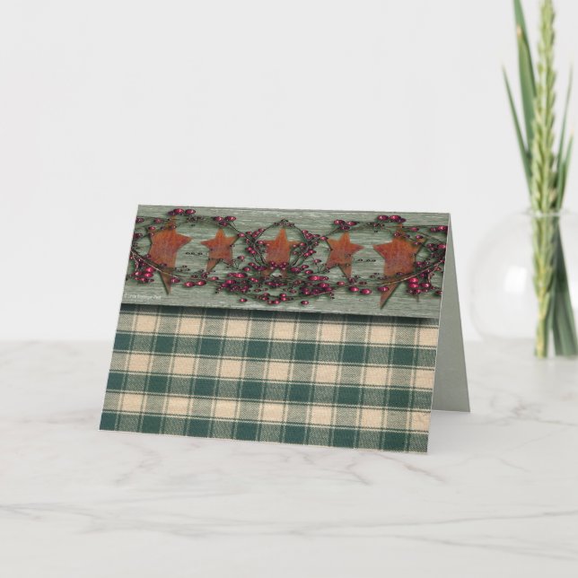 Barnboards verrostete Stern-Grün Feiertagskarte (Vorderseite)