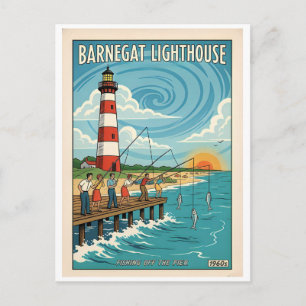 Barnegat Leuchtturm New Jersey Retro 1960er Jahre  Postkarte
