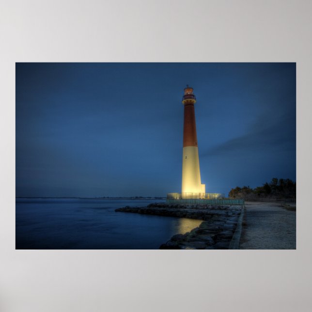 Barnegat Lighthouse at Night Poster (Vorne)