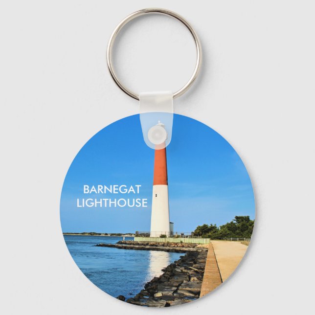 Barnegat Lighthouse, New Jersey Button Schlüsselan Schlüsselanhänger (Vorderseite)