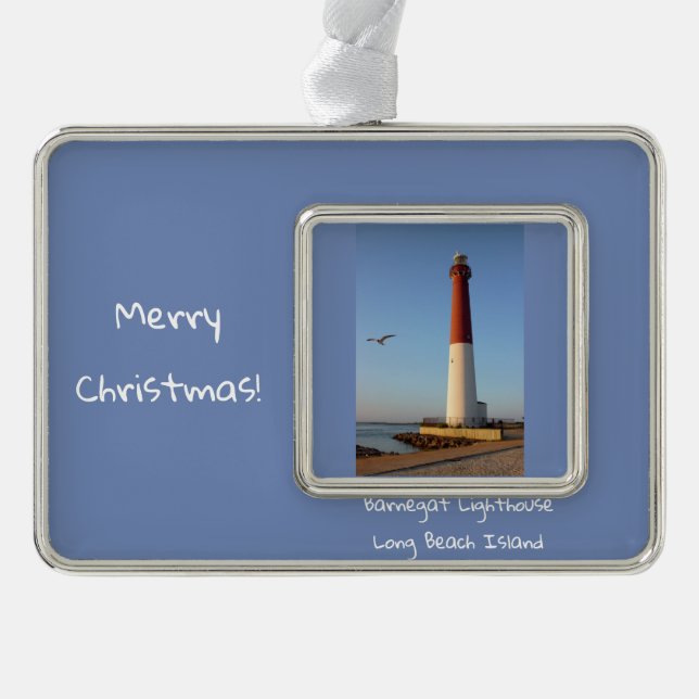 Barnegat Lighthouse Rahmen-Ornament Silber (Vorderseite)