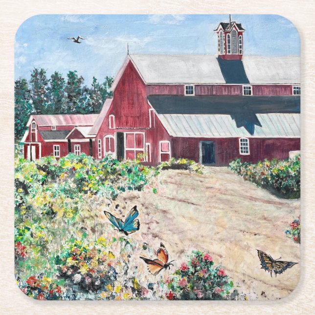 Barnes und Schmetterlinge Rechteckiger Pappuntersetzer (Vorderseite)