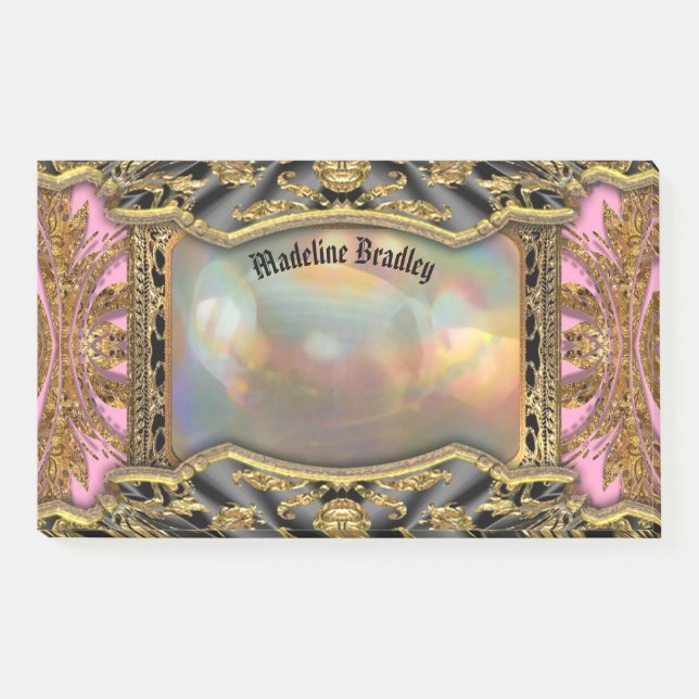 Barnetcue Schönes Barock-Monogramm Post-it Klebezettel (Vorderseite)