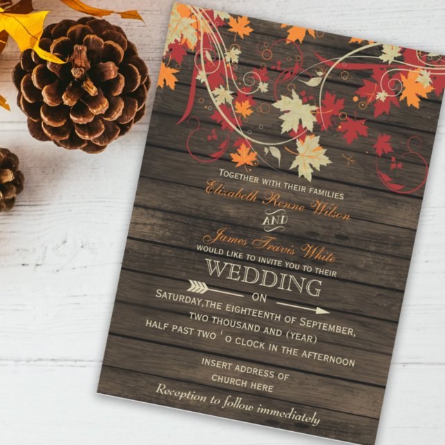 Barnholz Rustikale Herbstlaube Hochzeitseinladunge Einladung (Von Creator hochgeladen)