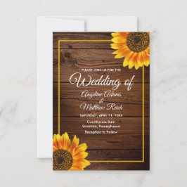 Barnholz + Rustikale Sonnenblumen Hochzeit Einladung