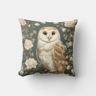 Barnowl und White Roses William Morris Inspiriert Kissen