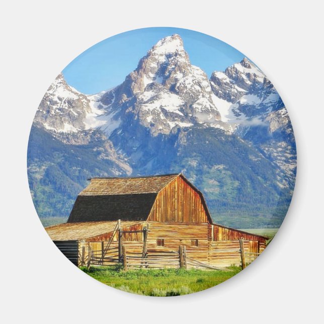 Barns Grand Tetons Mountains Magnet (Vorne)