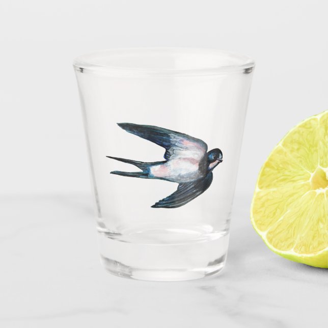 Barnschlucken Flying Illustration Schnapsglas (Vorderseite)
