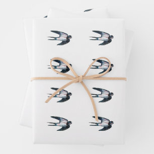 Barnschlucken Flying Illustration Weiß Geschenkpapier Set