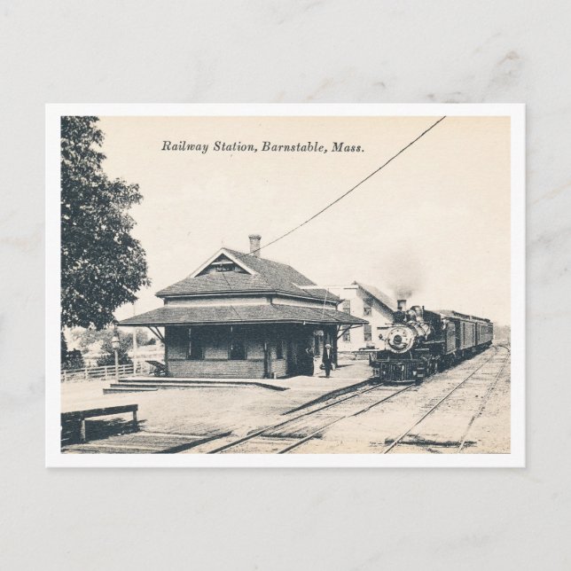 Barnstable MA, Bahnhof, Vintag Postkarte (Vorderseite)