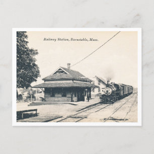 Barnstable MA, Bahnhof, Vintage Postkarte