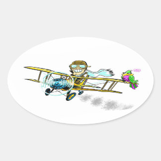 Barnstormer Bob und Bird Ovaler Aufkleber