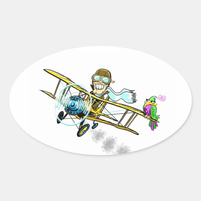 Barnstormer-Bob und Vogel Ovaler Aufkleber (Vorderseite)