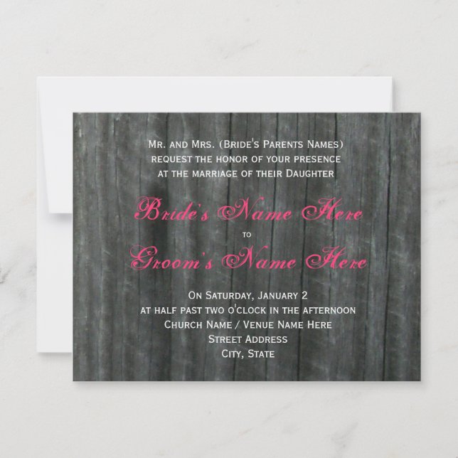 Barntür und Hot-Pink-Rose Einladung zur Hochzeit (Vorderseite)