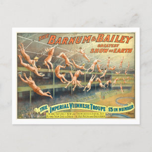 Barnum & Bailey Acrobats Vintag Circus Poster Postkarte