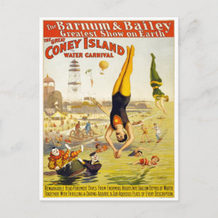 Barnum & Bailey Coney Island Wasserkarneval Postkarte