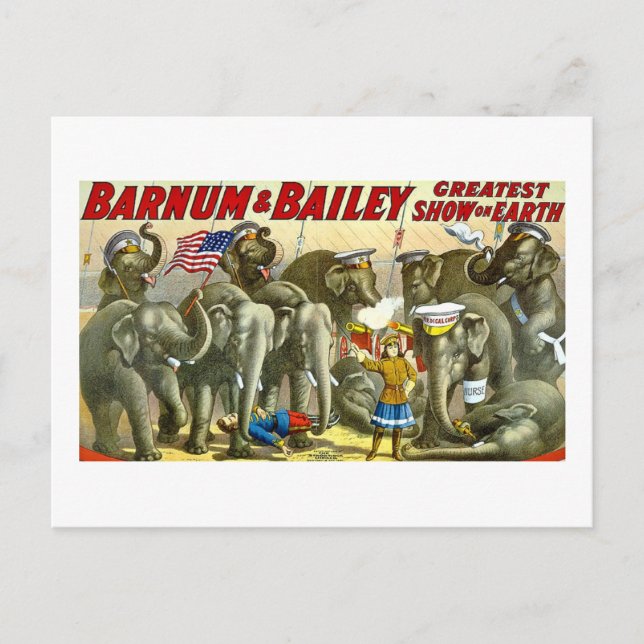 Barnum & Bailey - Elefanten - Vintage Ad Postkarte (Vorderseite)
