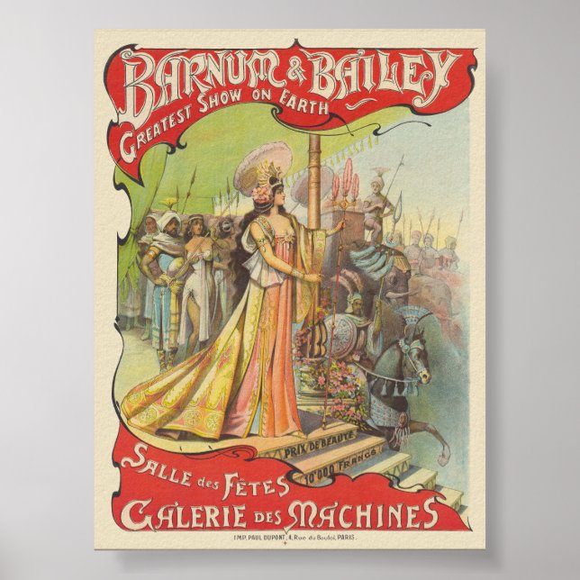 Barnum & Bailey Poster vintage 1901 (Devant)
