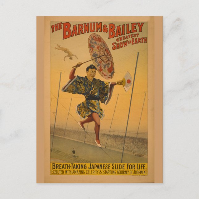 Barnum & Bailey Slide for Life Circus Poster Postkarte (Vorderseite)