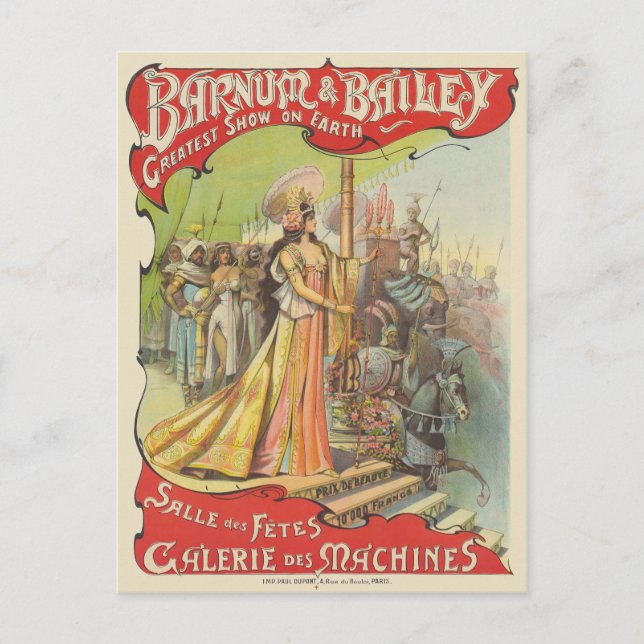 Barnum & Bailey Vintage Poster 1901 Postkarte (Vorderseite)