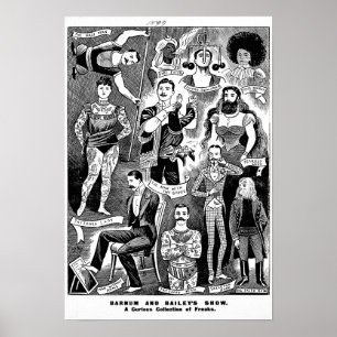 Barnum et affiche de l'exposition de monstres de