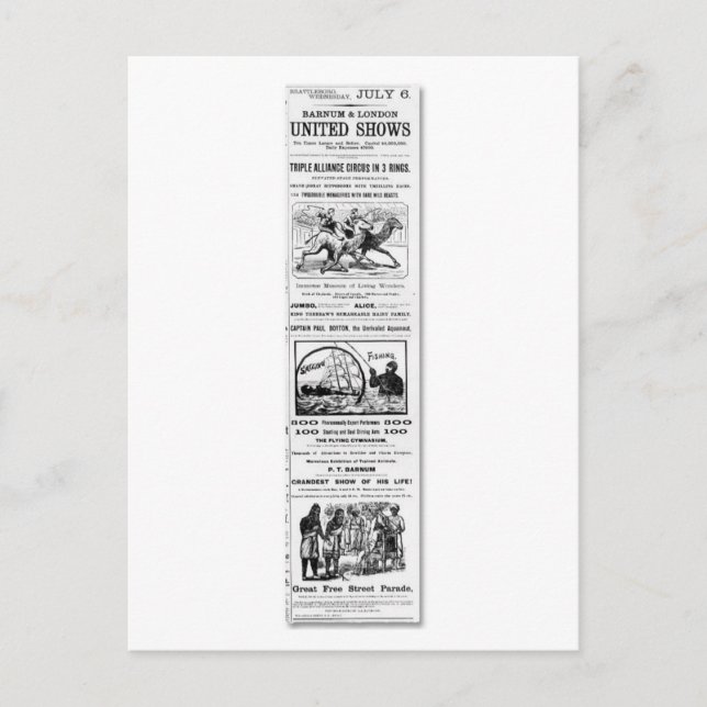 Barnum & London United Shows Ad Postkarte (Vorderseite)