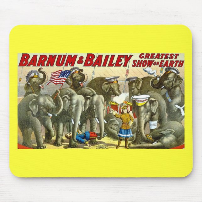 Barnum u. Bailey - Elefanten - Vintage Anzeige Mousepad (Vorne)