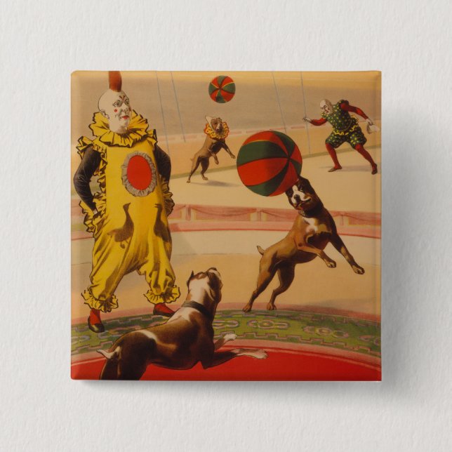 Barnum u. Bailey - erstaunliche Fußball-Hunde Button (Vorderseite)