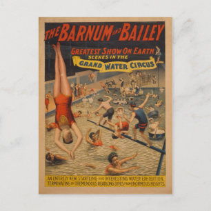 Barnum und Bailey Grand Water Circus Poster Postkarte