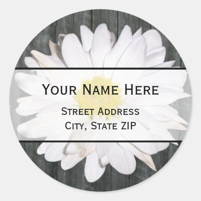 Barnwood and Daisy Address Label Runder Aufkleber (Vorderseite)