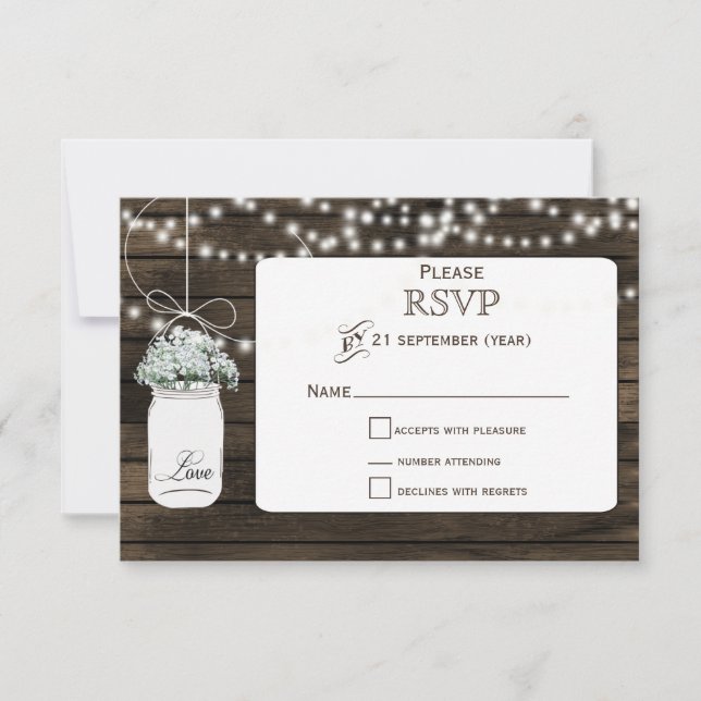 Barnwood Baby Atem Mason Glas UAWG 3,5 x 5 RSVP Karte (Vorderseite)