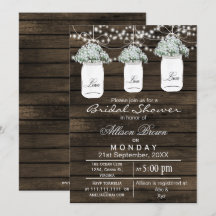 Barnwood-Babys atmen Maurerglas-Brautparty