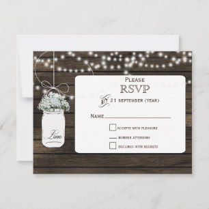 Barnwood bébé's breath mason jarres mariage RSVP