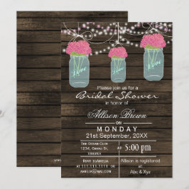 Barnwood-Blumenjar rustikales Brautparty Einladung