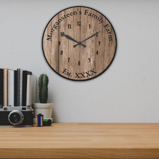 Barnwood Brown Rustic Family Zuhause etabliert Große Wanduhr