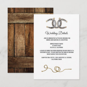 Barnwood, Country Lace & Horseshoes Wedding Begleitkarte