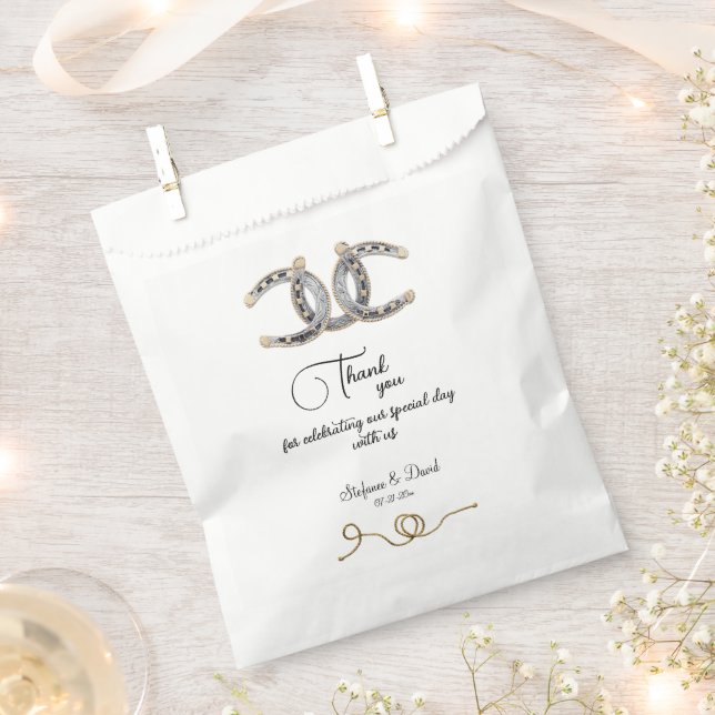 Barnwood Country Lace Horseshoes Wedding Geschenktütchen (Ausgeschnitten)