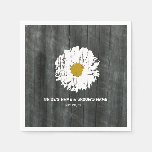 Barnwood Daisy Wedding Napkins Serviette (Vorderseite)