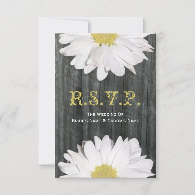 Barnwood et Daisy Mariage Small RSVP (Devant)