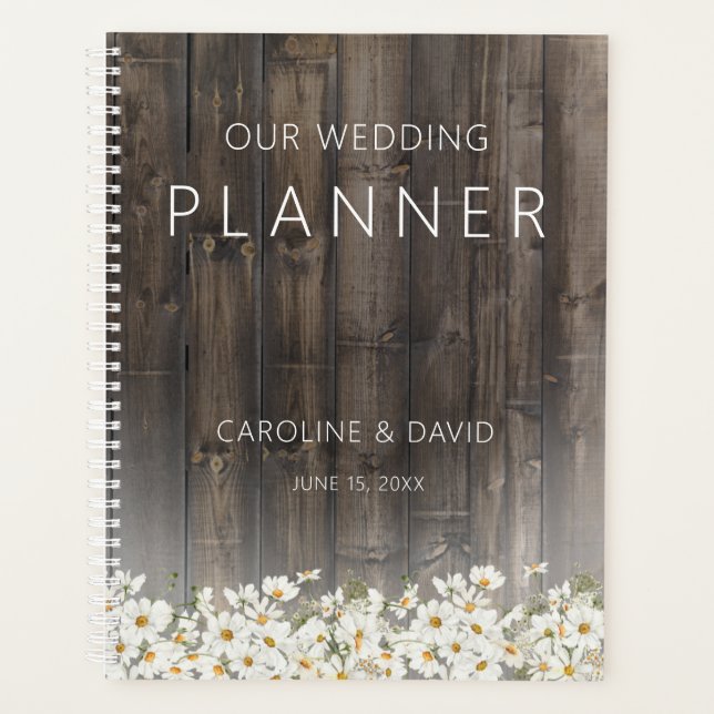Barnwood et marguerites Mariage rustique (Devant)