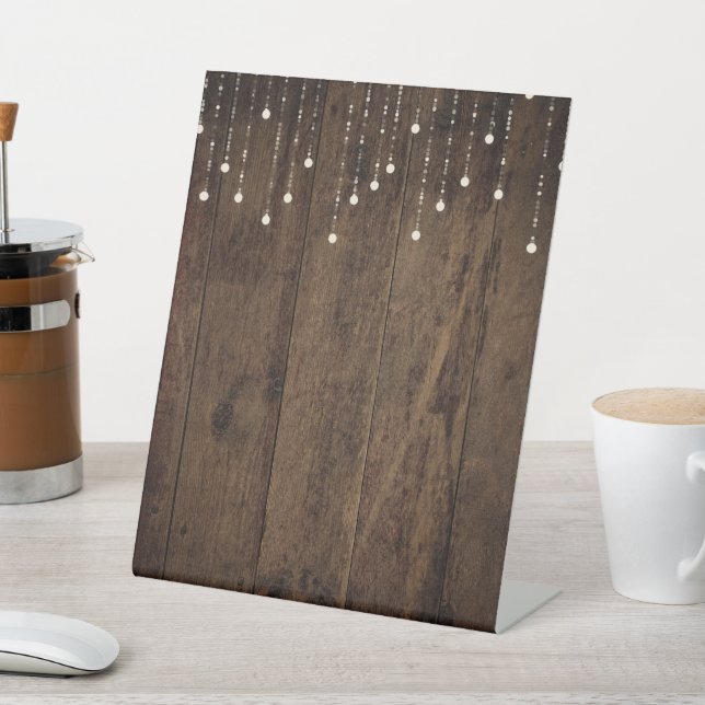 Barnwood Fairy Lights Pedastal Bar Menu Sockelschild (In SItu)