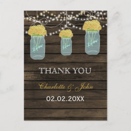 Barnwood gelbe Blumen Maurerkrüste Danke für Ihre  Postkarte