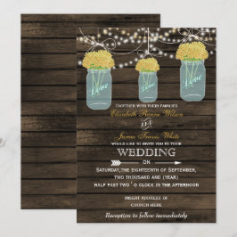 Barnwood, Gelbe Mason Glas Hochzeit Einladungen