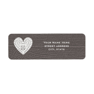 Barnwood Inspiré Lace Heart Étiquette de adresse
