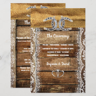 Barnwood, Lace Horseshoes Programme de mariage