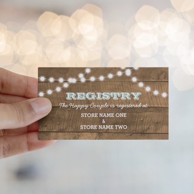 Barnwood Lights Aqua Bridal Wedding Registry Begleitkarte (Von Creator hochgeladen)