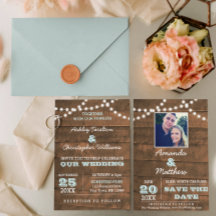 Barnwood Lights Aqua Faire-part de mariage