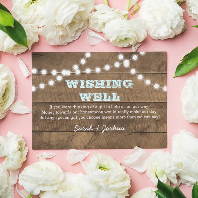 Barnwood Lights Aqua Hochzeit wünschend gut Begleitkarte (Von Creator hochgeladen)