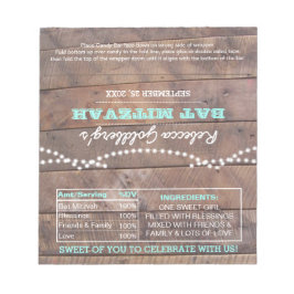 Barnwood Lights Aquamarin Bat Mitzvah Candy Wrappe Notizblock